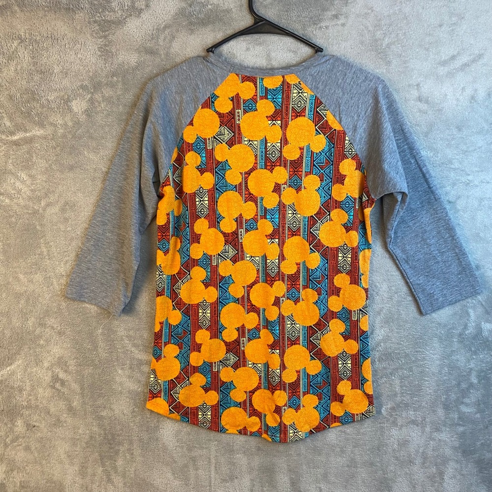 LuLaRoe Randy Top Womens Small Disney Mickey Mouse Orange Gray EUC - Picture 5 of 5